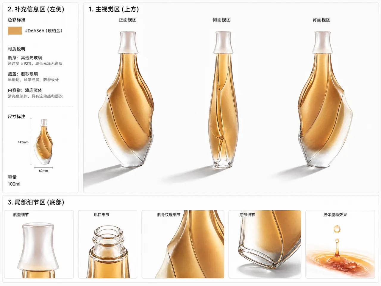 瓶子三视图与细节设定